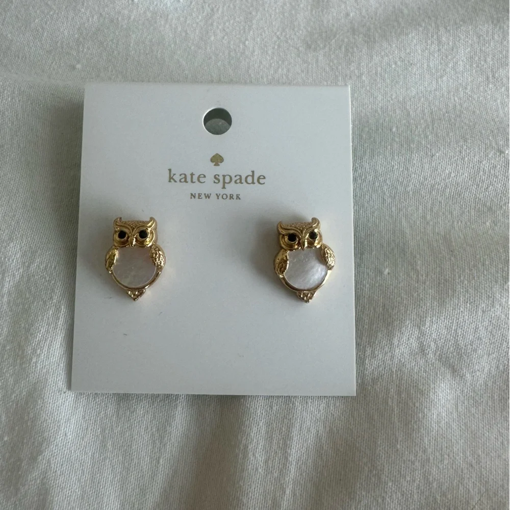kate spade Gold and Opal Owl Stud Earrings